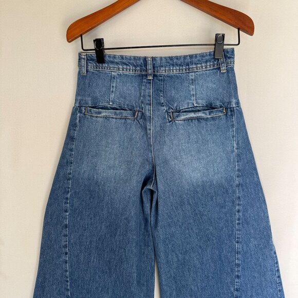 Free People We The Free Equinox Pleat Front Denim Extra Wide Leg Trouser Size 27 - Picture 6 of 10
